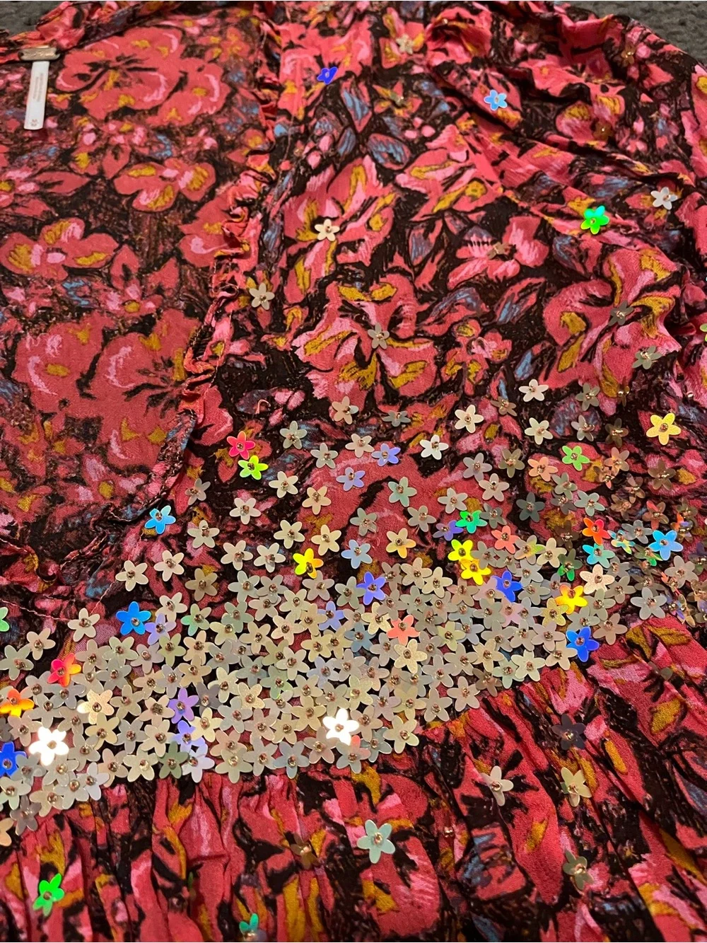Free People Bali Sweet Blooms Sequins Mini Dress